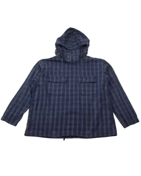 Navy/Grey Cotton Flannel Plaid Engineered Garments Cagoule Shirt - Enhanced Title