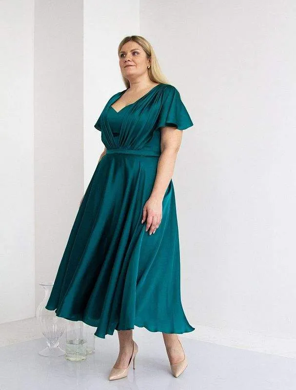 Faced Green Evening Dress