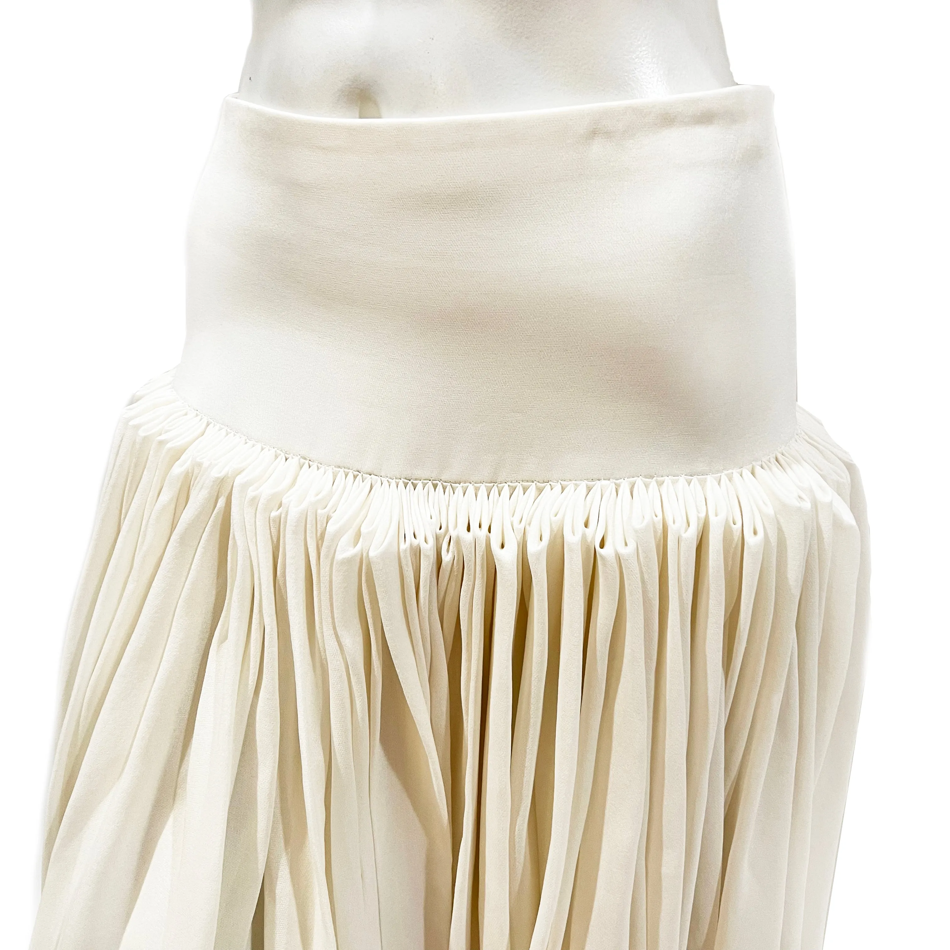 Fall 2018 Ivory Wide Banded Gathered Skirt