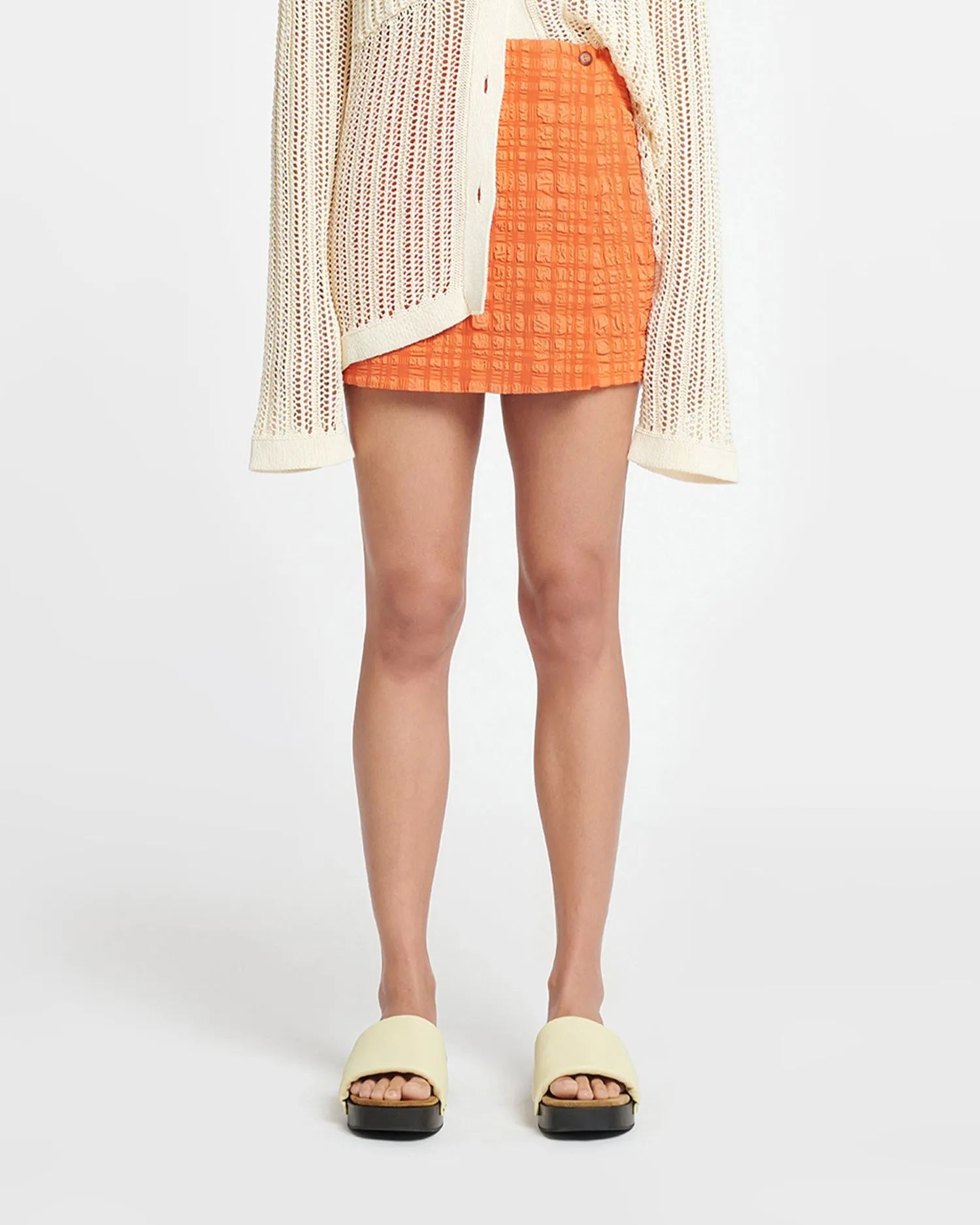 Fede - Seersucker Skort - Sunset Orange
