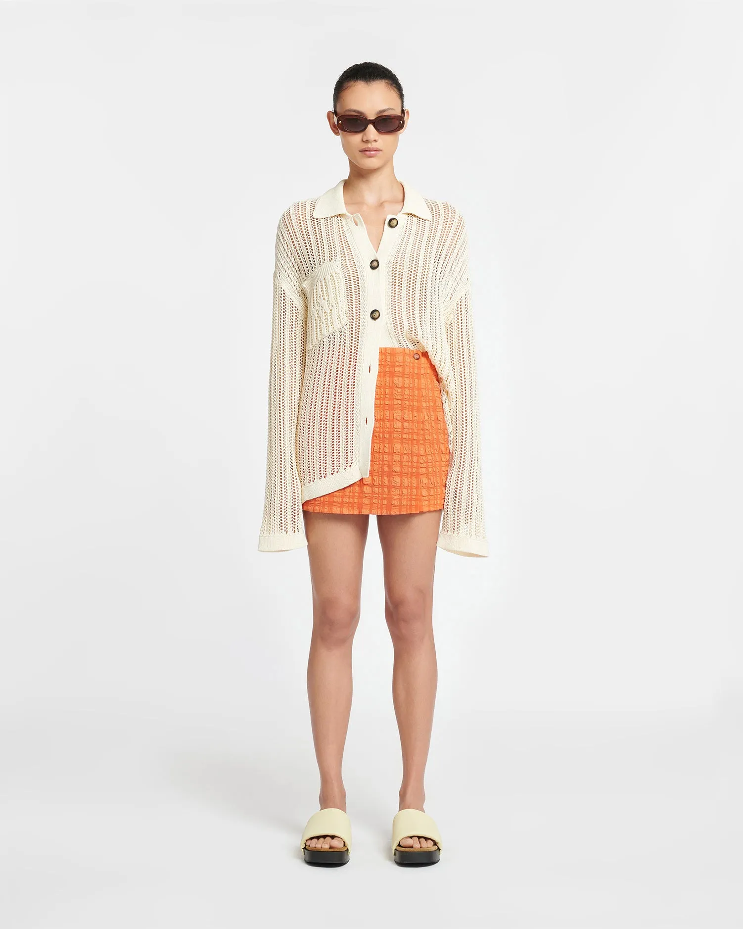 Fede - Seersucker Skort - Sunset Orange