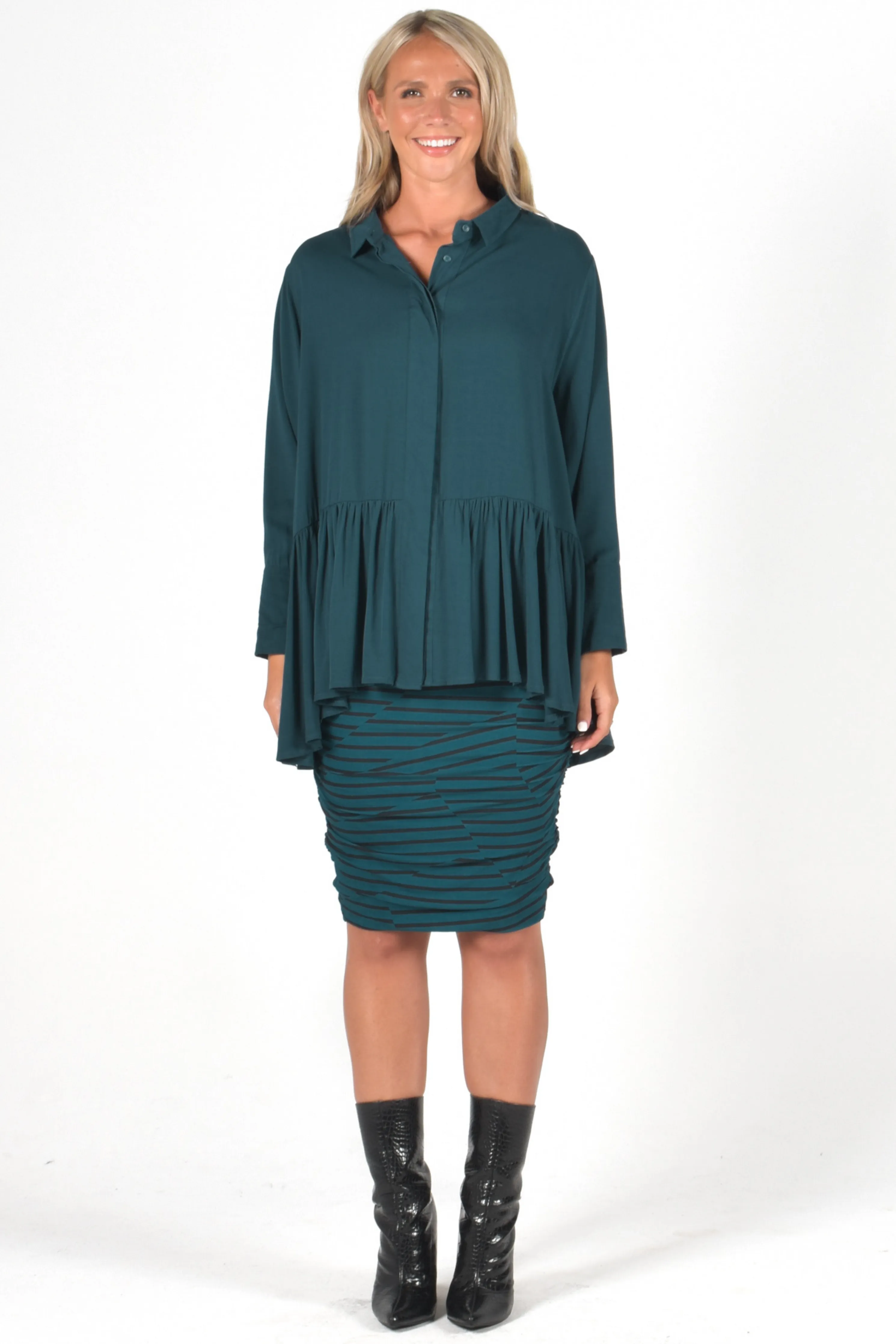 FINAL SALE Ruche Skirt in Evermore