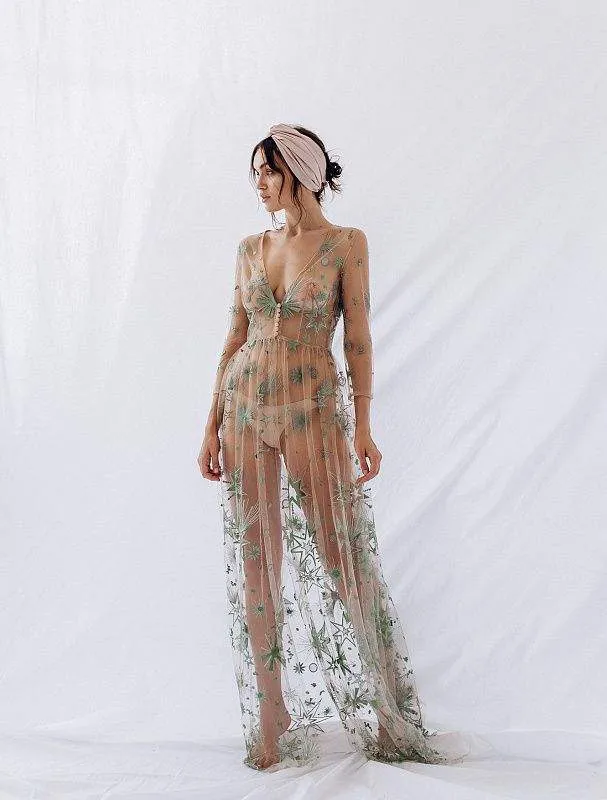 Flesh Green Evening Dress