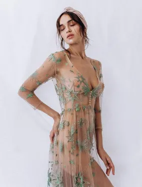 Flesh Green Evening Dress