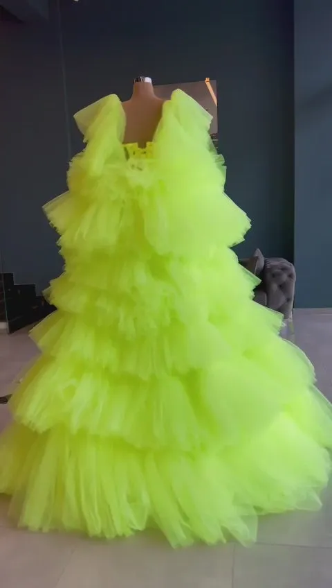 Georgia Neon Green Evening Dress