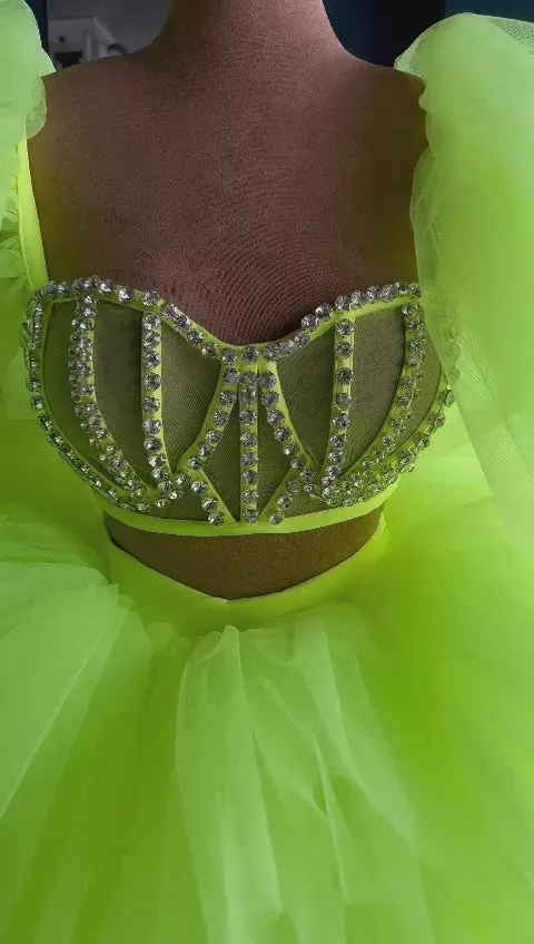 Georgia Neon Green Evening Dress