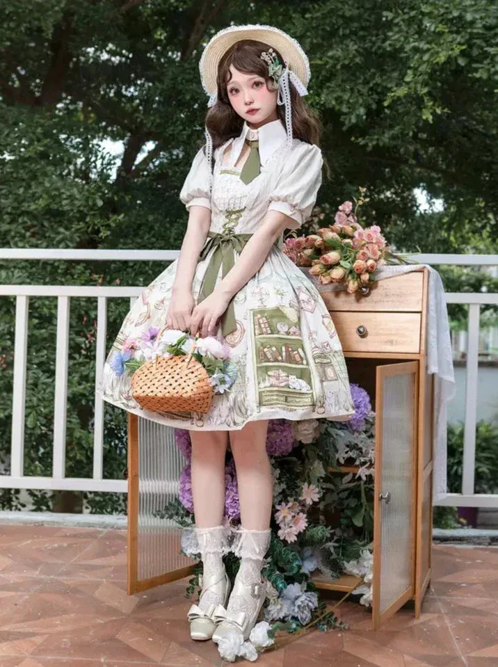 Girl Retro Lolita Green Dress