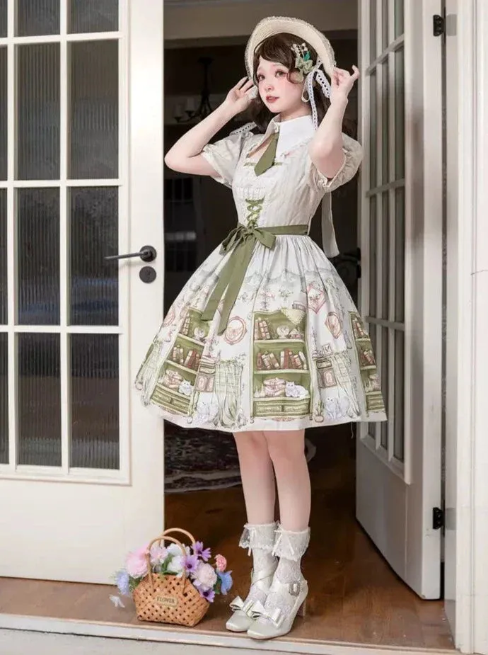 Girl Retro Lolita Green Dress