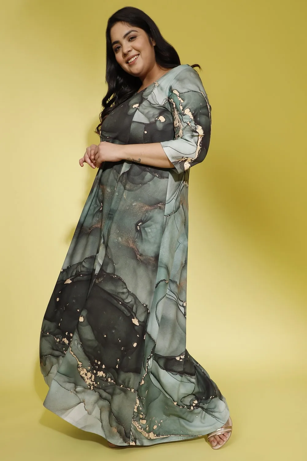 Green Golddust Long Dress
