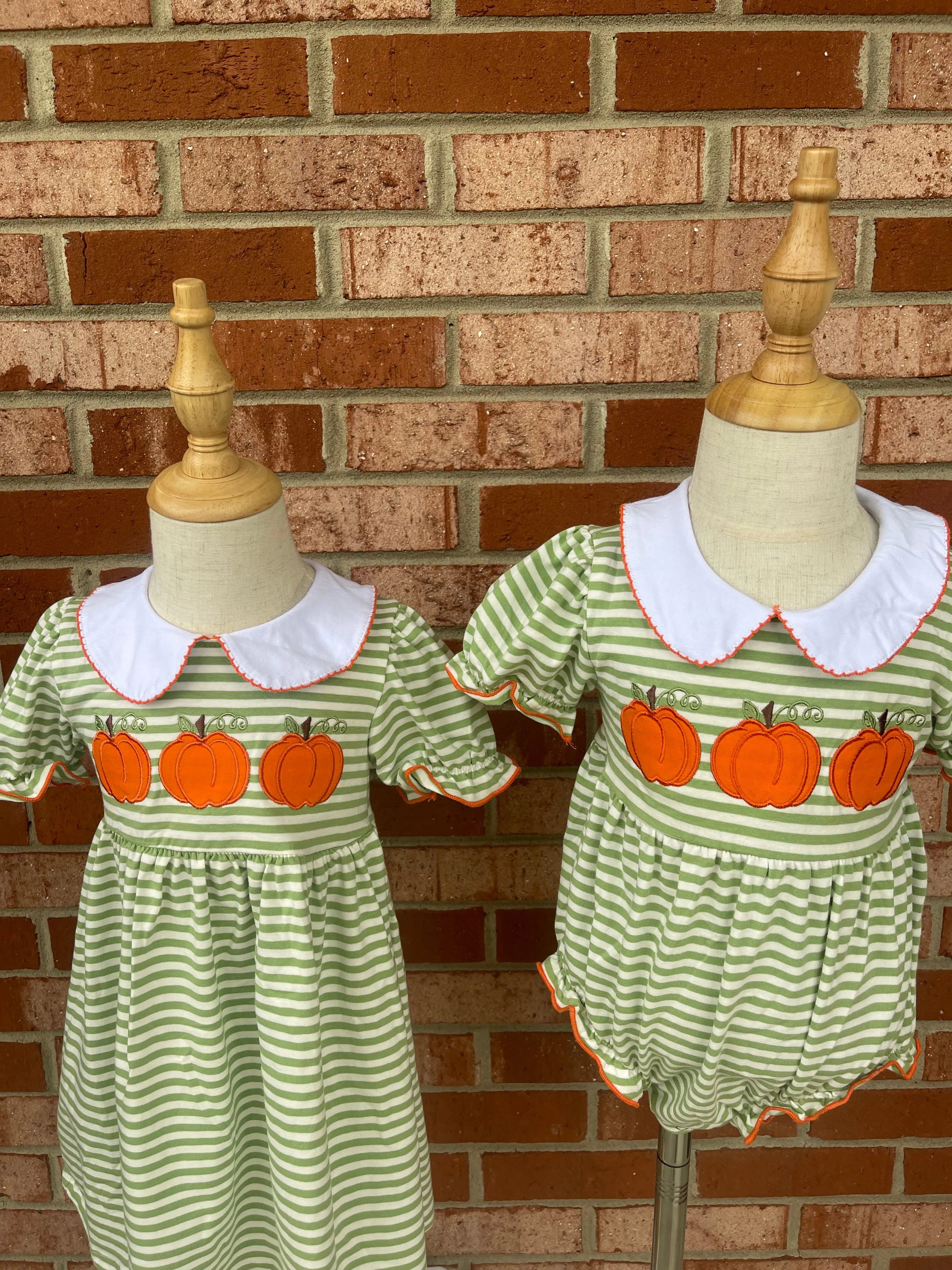 Green Stripe Pumpkin Dress