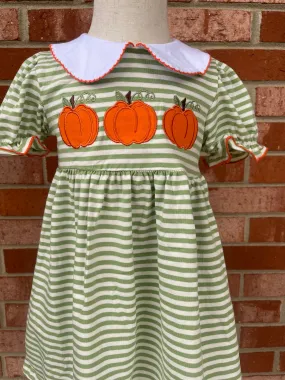 Green Stripe Pumpkin Dress