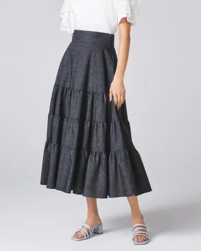 Sure! A more optimized title for the Indigo Hanabi Skirt could be:

Elegant Indigo Hanabi Skirt - Flowy Summer Maxi Skirt with Floral Design

Feel free to let me know if there are specific features or styles youd like to highlight further!