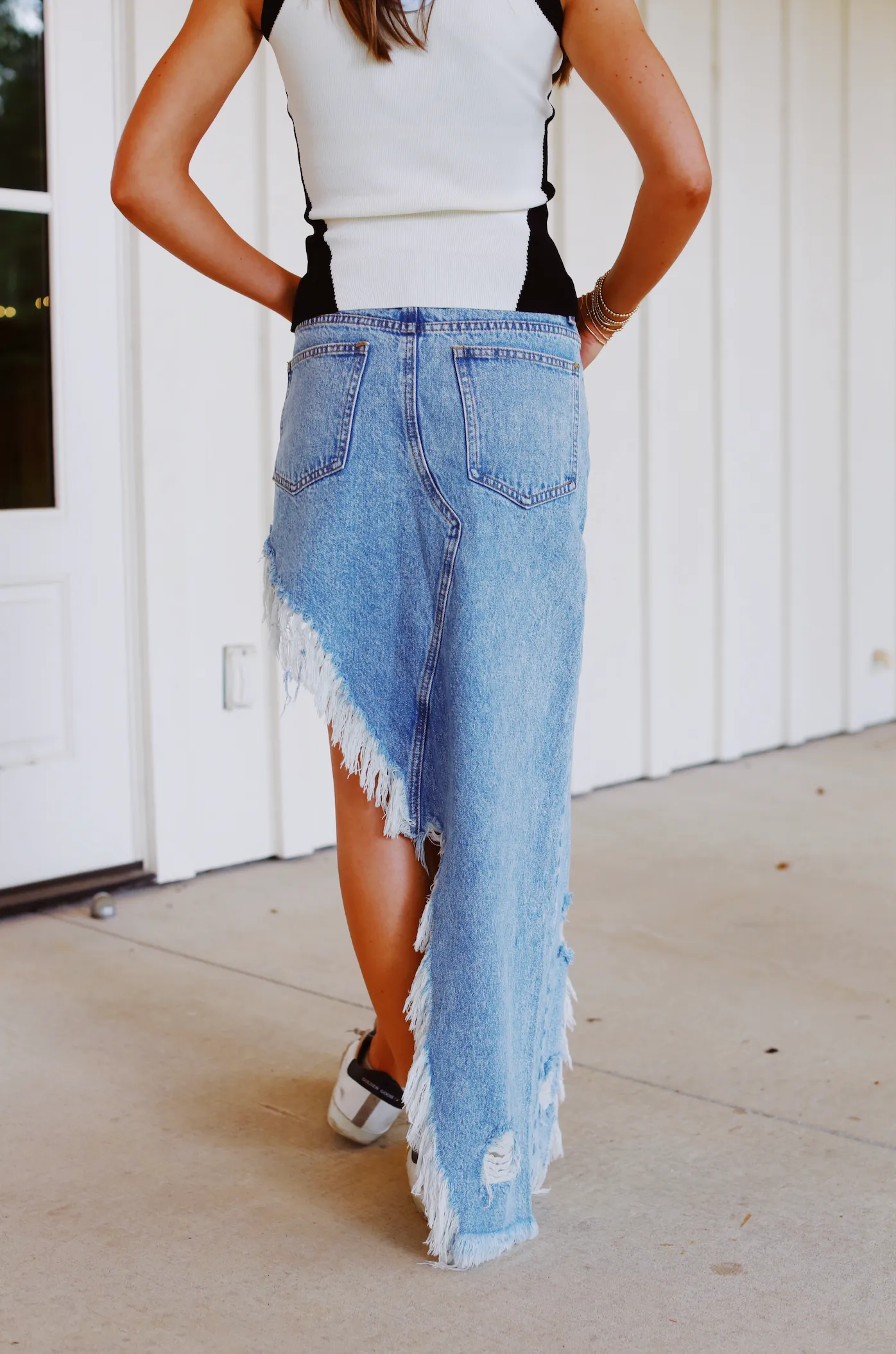 Keep It Unbalanced Skirt - Medium Denim