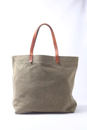 Khaki Green Cotton Canvas Large Beach Bag Unisex