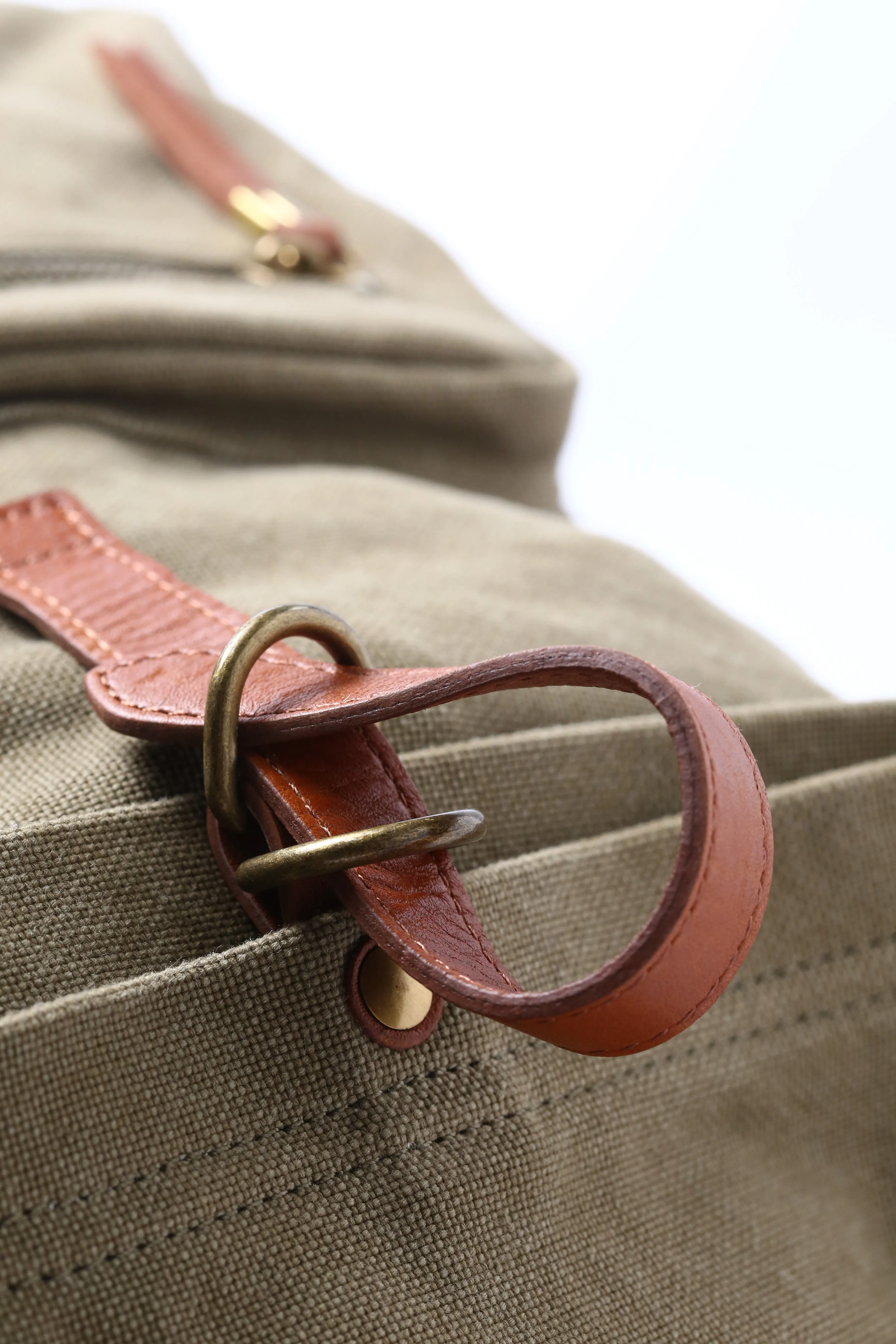 Khaki Green Cotton Canvas Large Explorer Rucksack Unisex