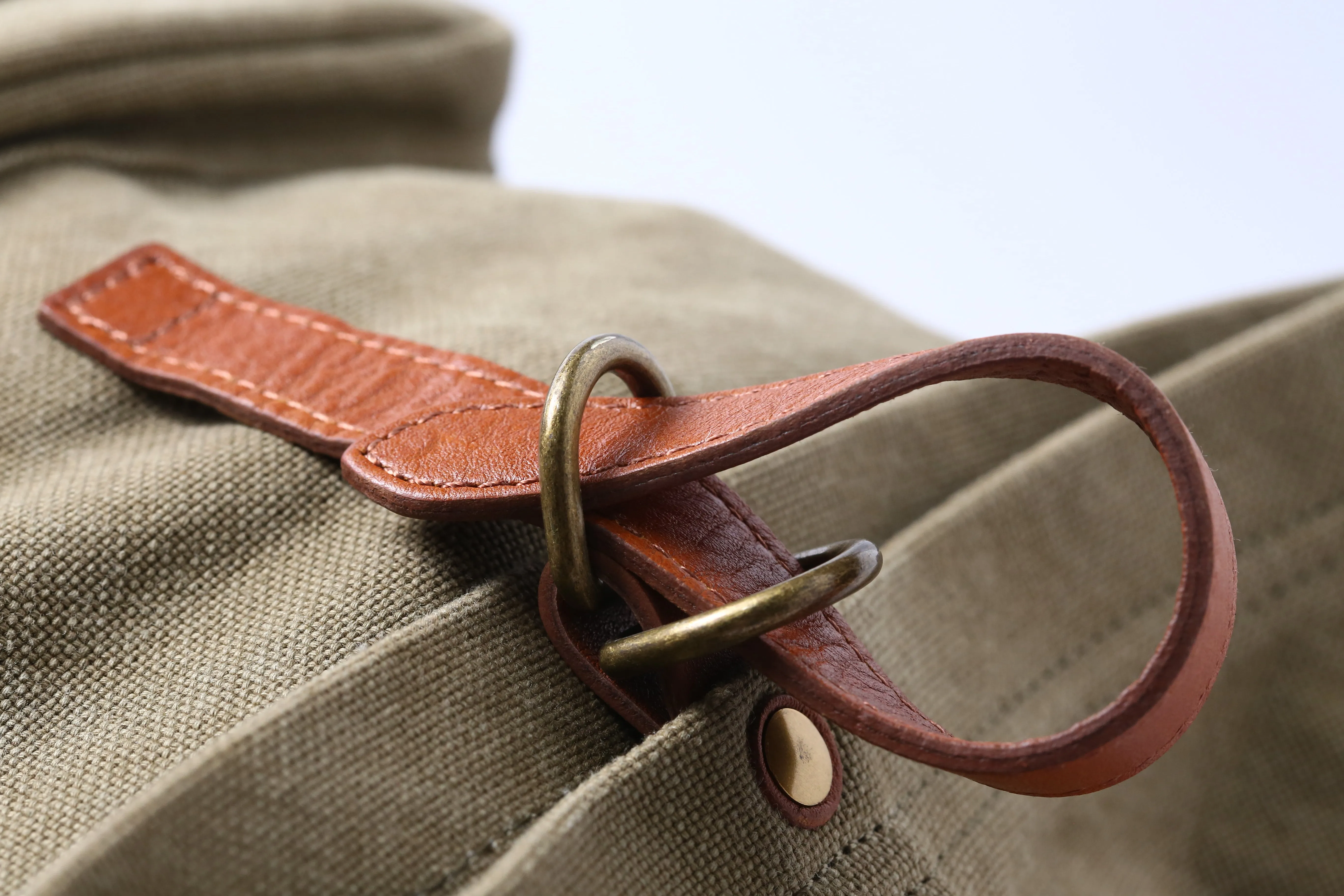 Khaki Green Cotton Canvas Large Explorer Rucksack Unisex