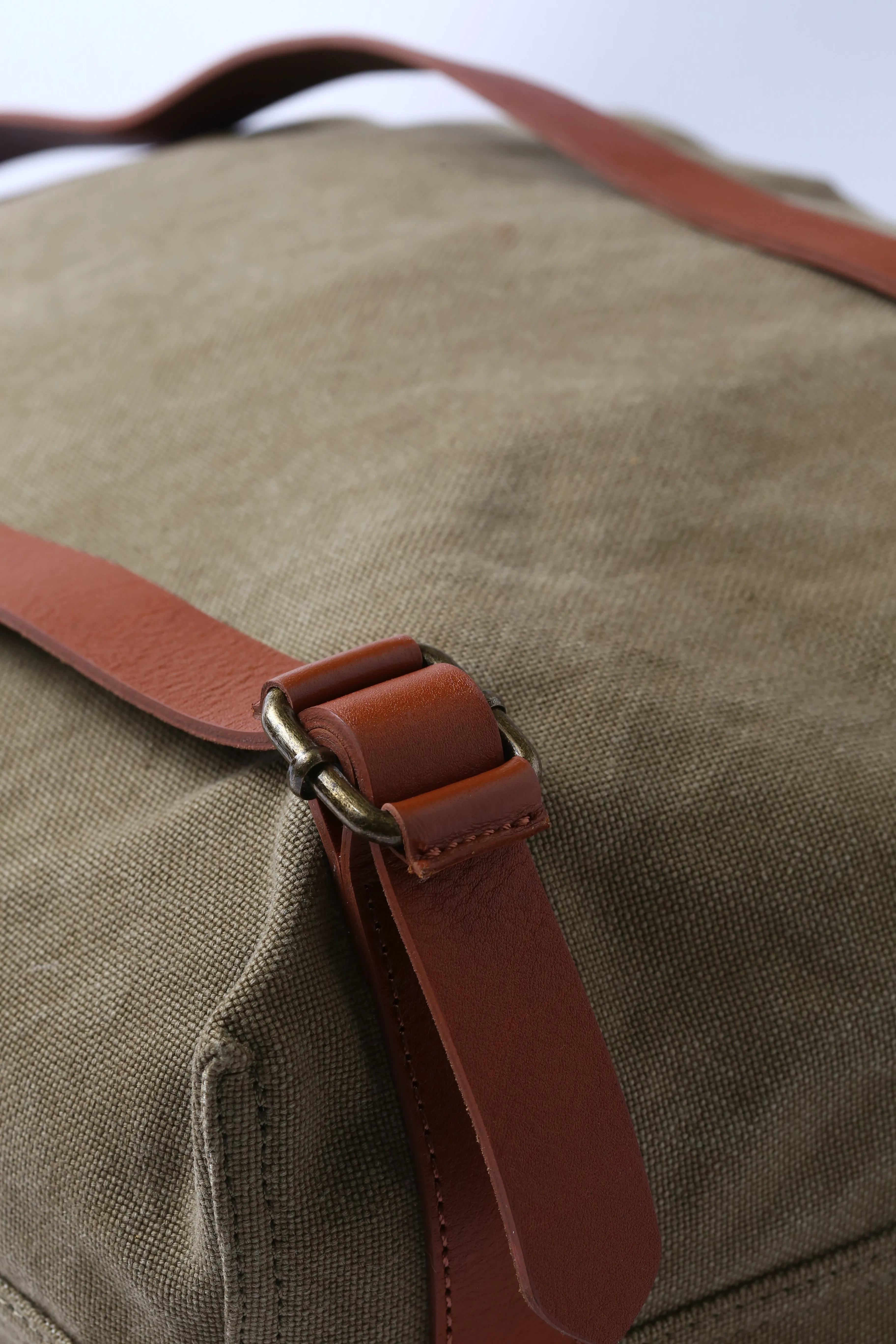 Khaki Green Cotton Canvas Large Explorer Rucksack Unisex