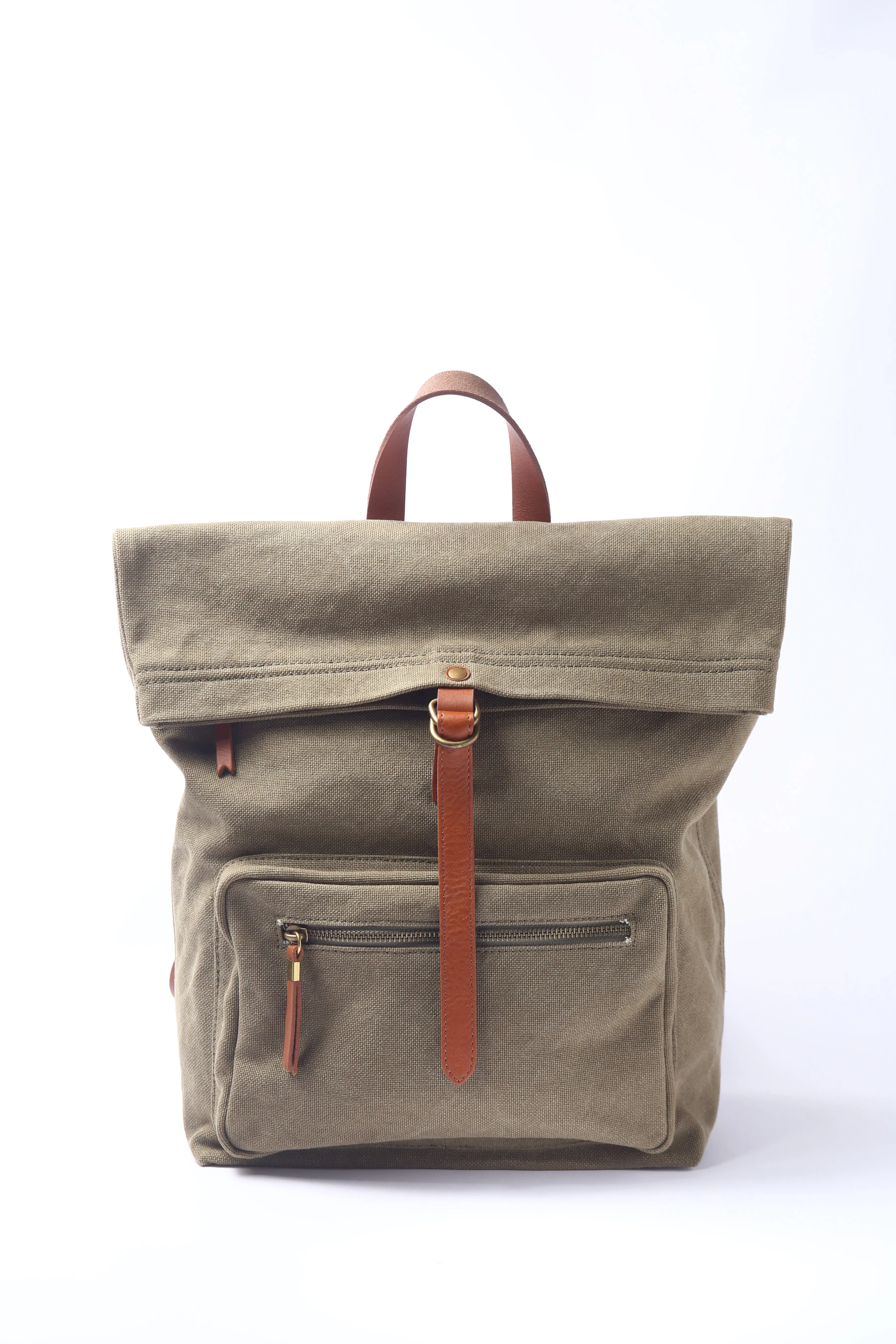 Khaki Green Cotton Canvas Large Explorer Rucksack Unisex