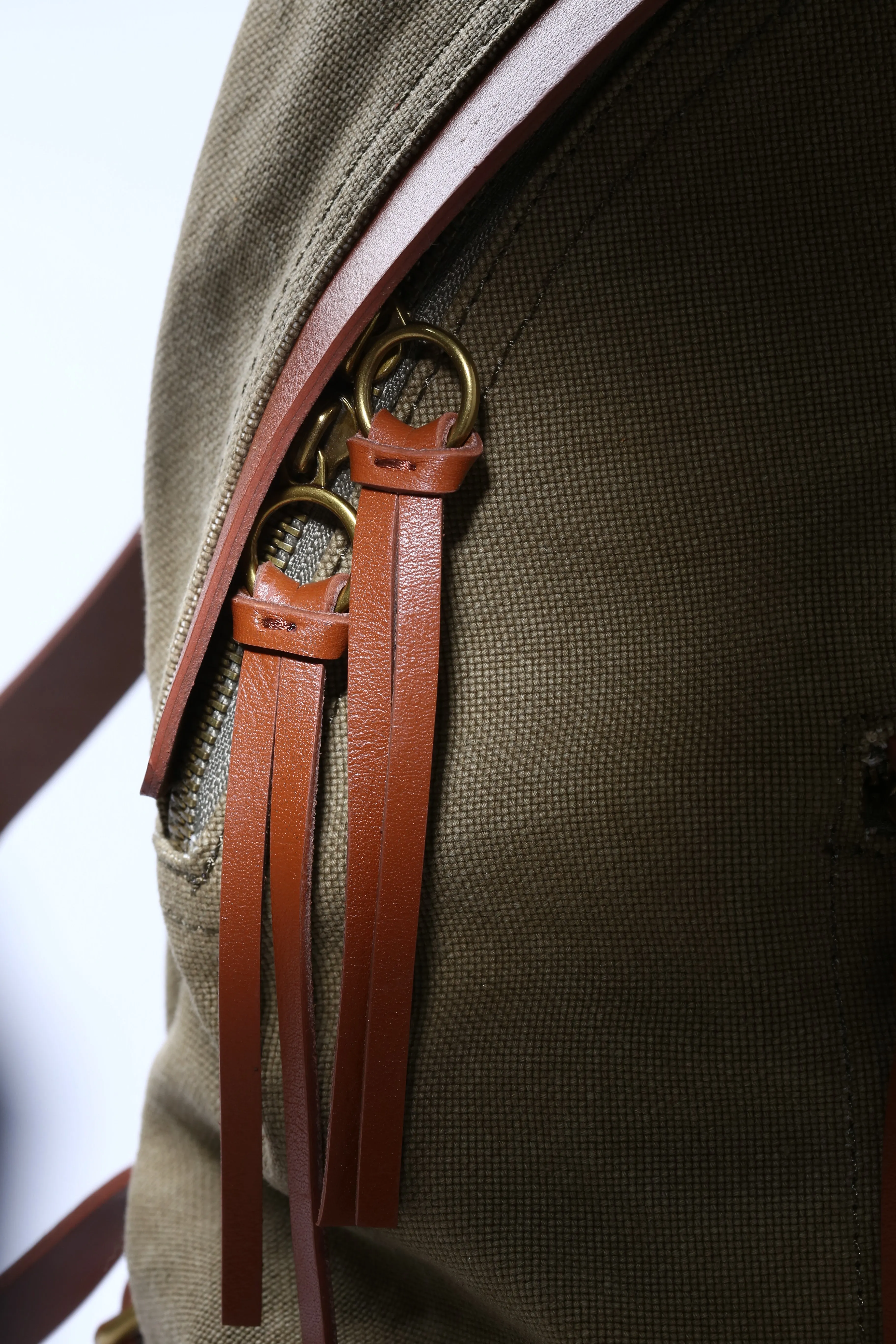 Khaki Green Cotton Canvas Large Rucksack Unisex