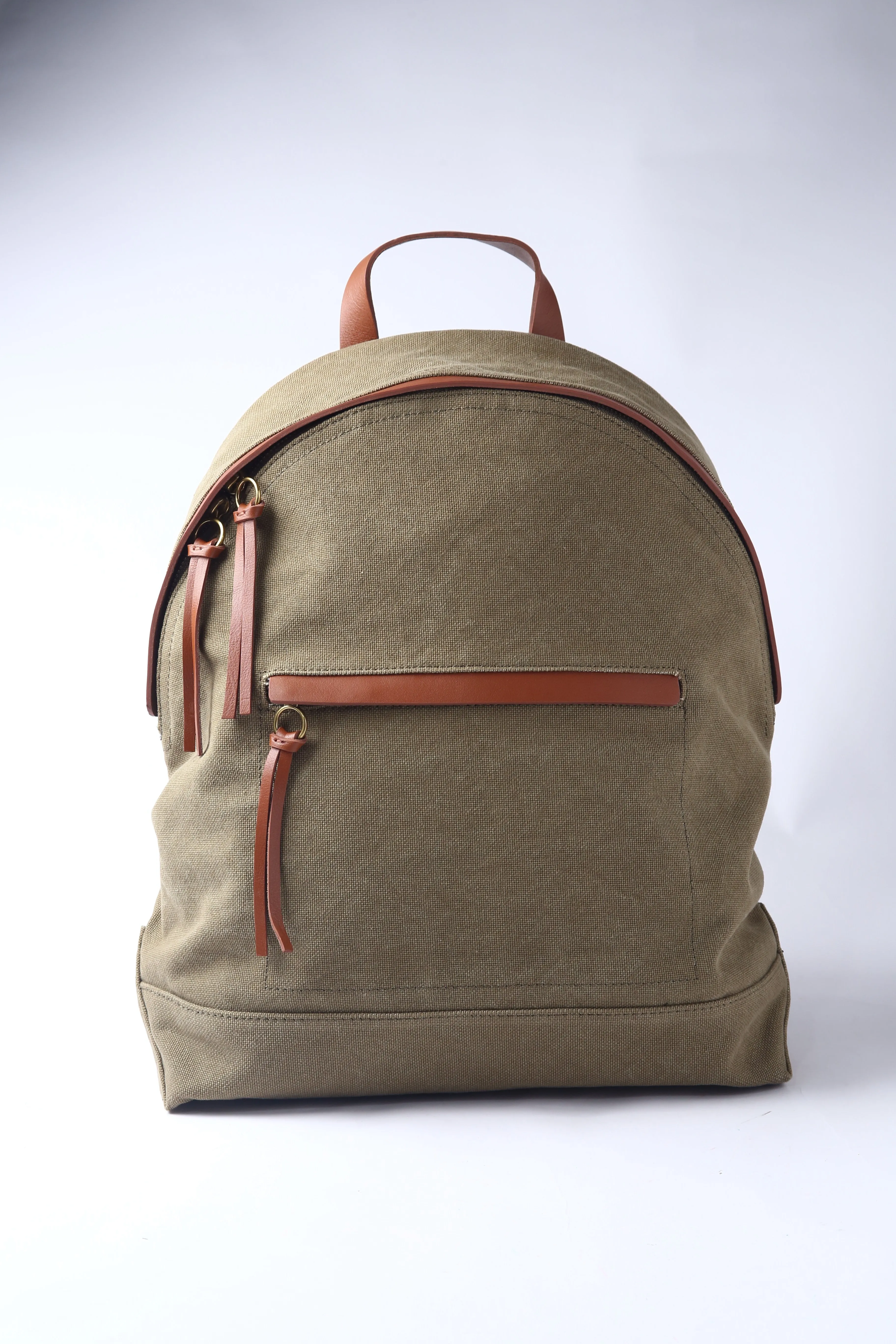 Khaki Green Cotton Canvas Large Rucksack Unisex