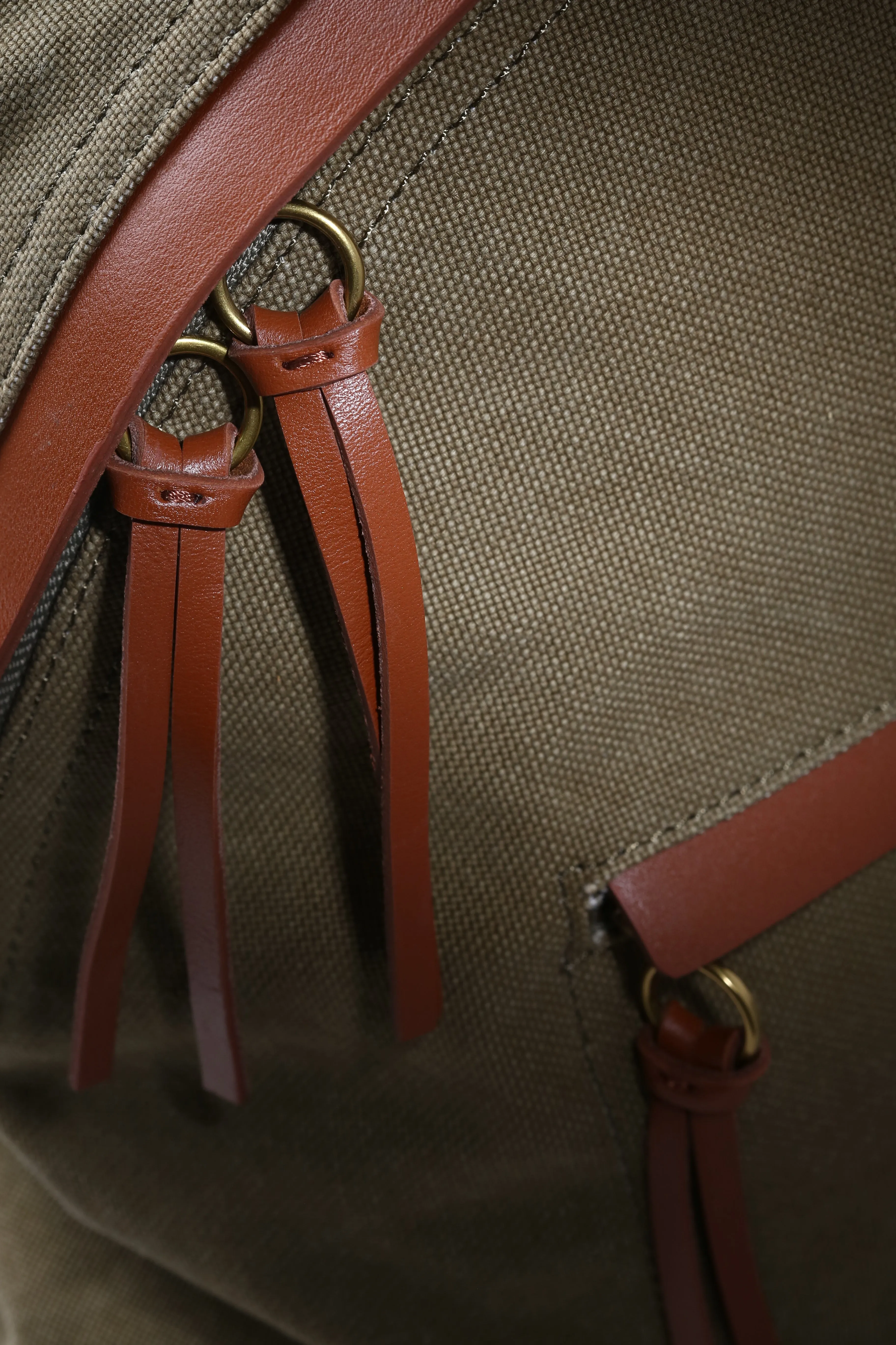 Khaki Green Cotton Canvas Large Rucksack Unisex