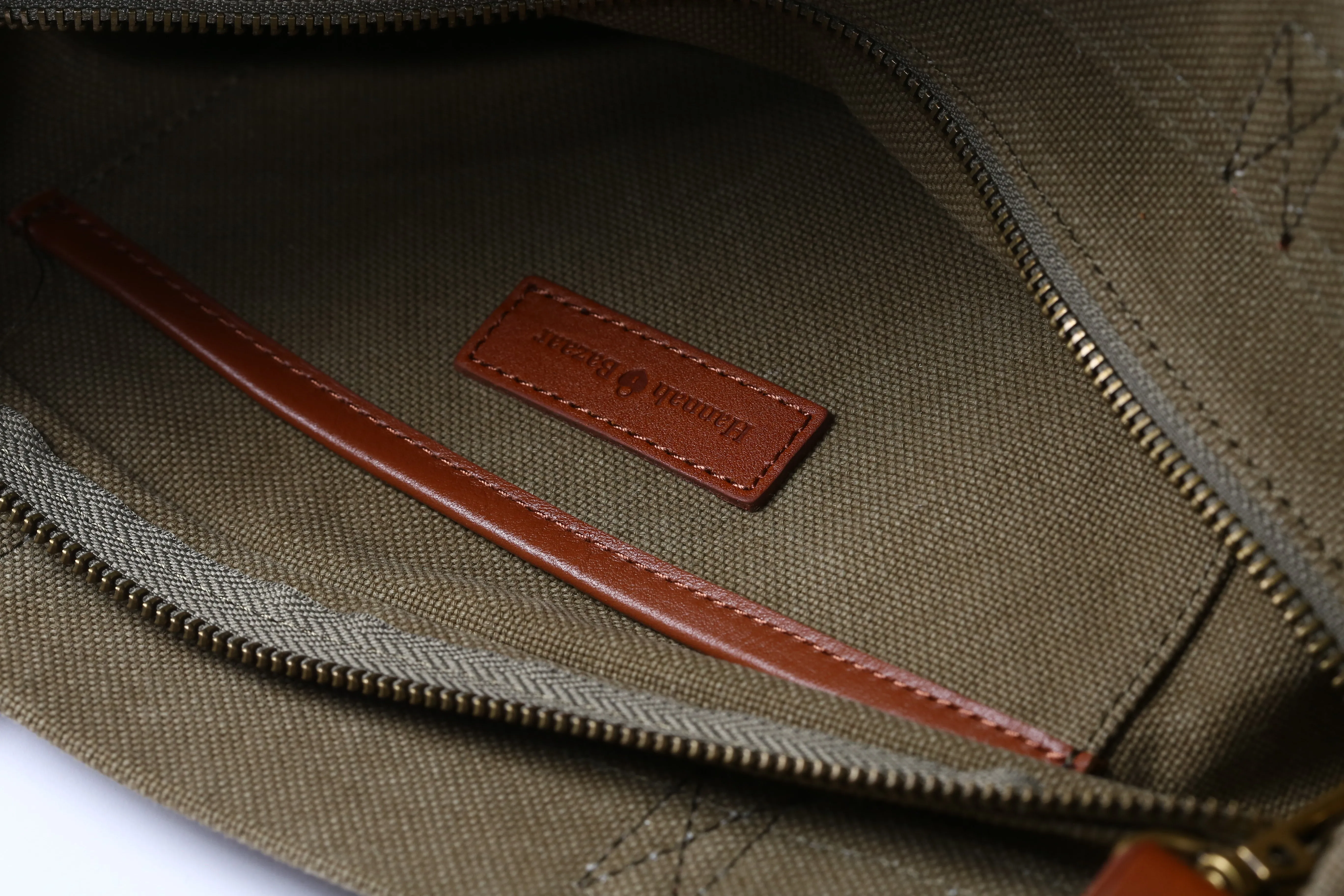 Khaki Green Cotton Canvas Tote Bag