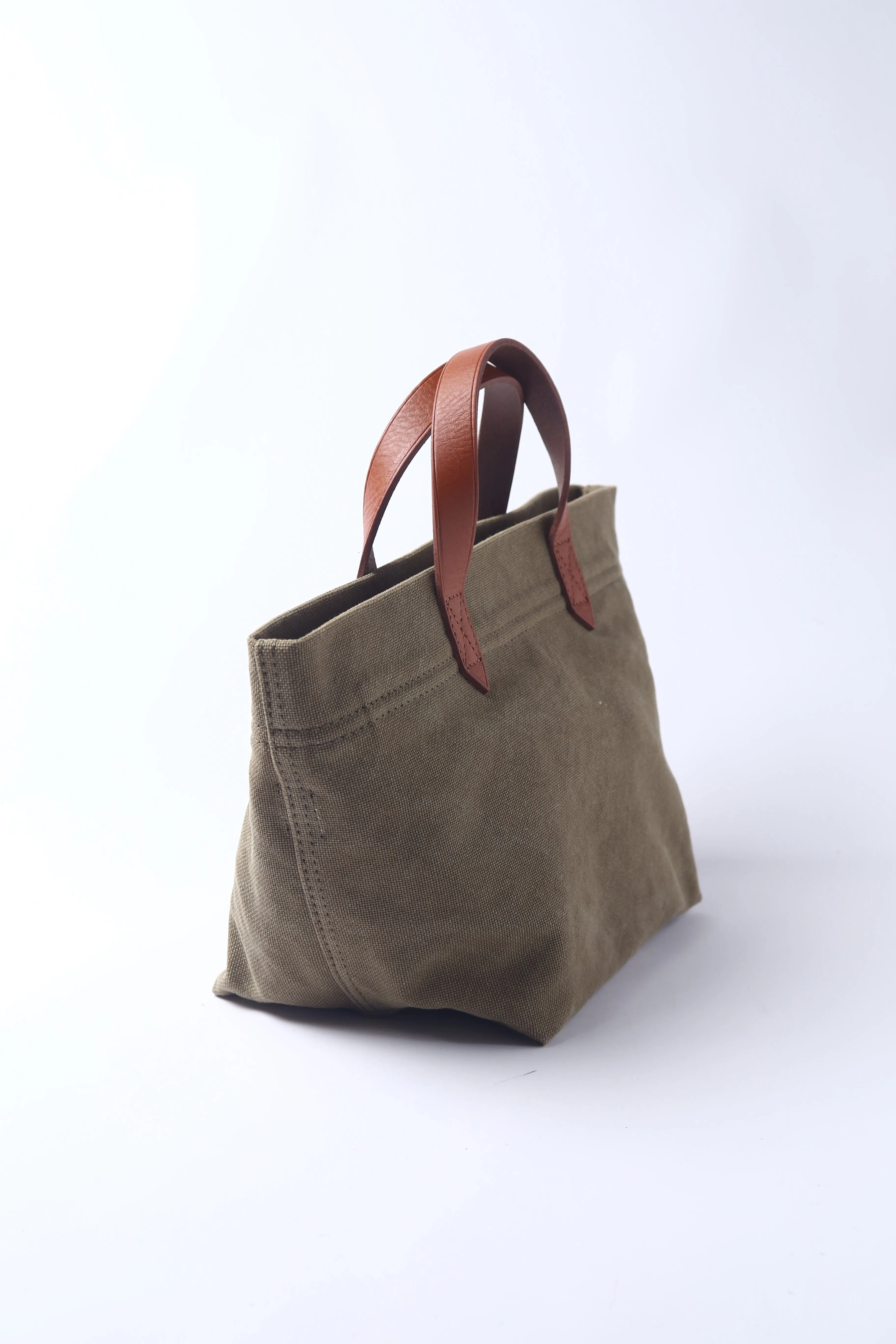 Khaki Green Cotton Canvas Tote Bag