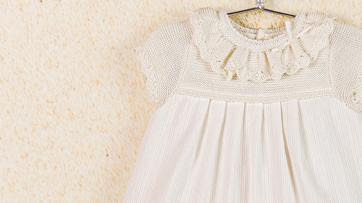 Knit and Woven Baby Girl Ivory Dress