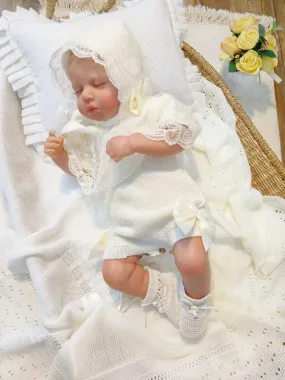 Lace Knitted Dress - Newborn - White