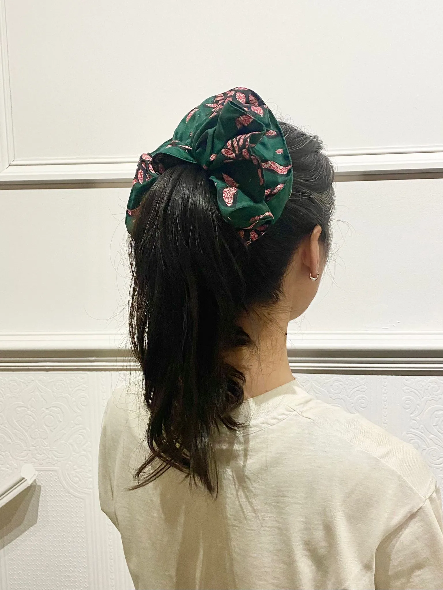 Large Scrunchie in Green and Pink