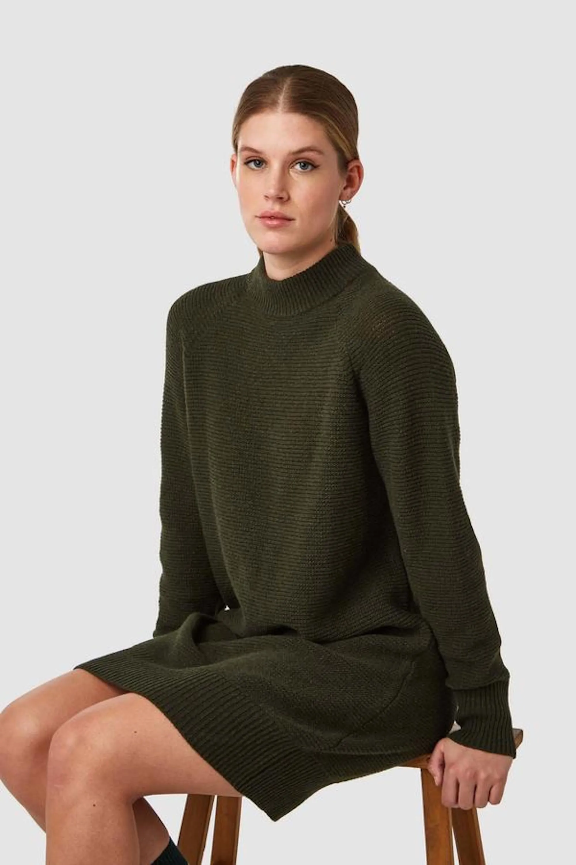 Military Green Hand-Knitted Lorraine Dress