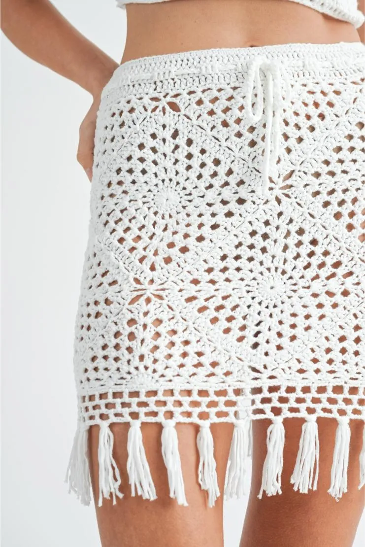 Malia Hand Knitted Crochet Bralette & Mini Skirt (Sold Separately)