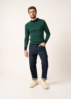 Matelot authentic striped sailor jumper - slim fit, in pure new wool (MARINE/TREFLE)