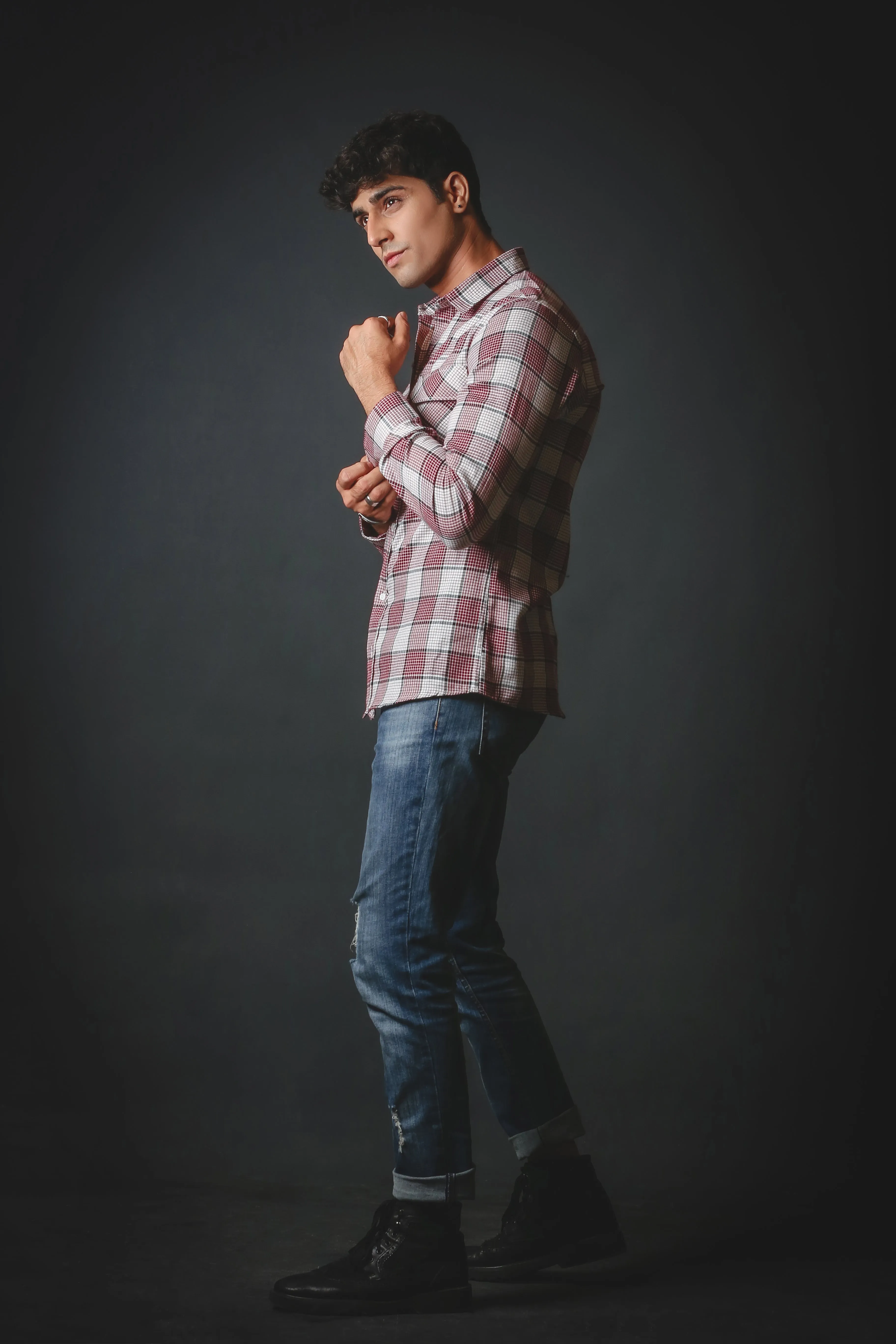 Mehroon and white Flannel Shirt