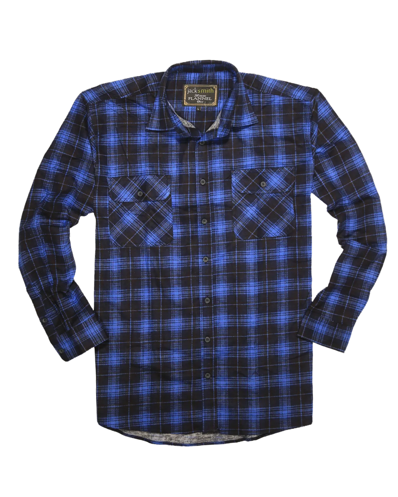 Mens 100% Cotton Flannelette Shirt Long Sleeve Check Authentic Flannel - Blue