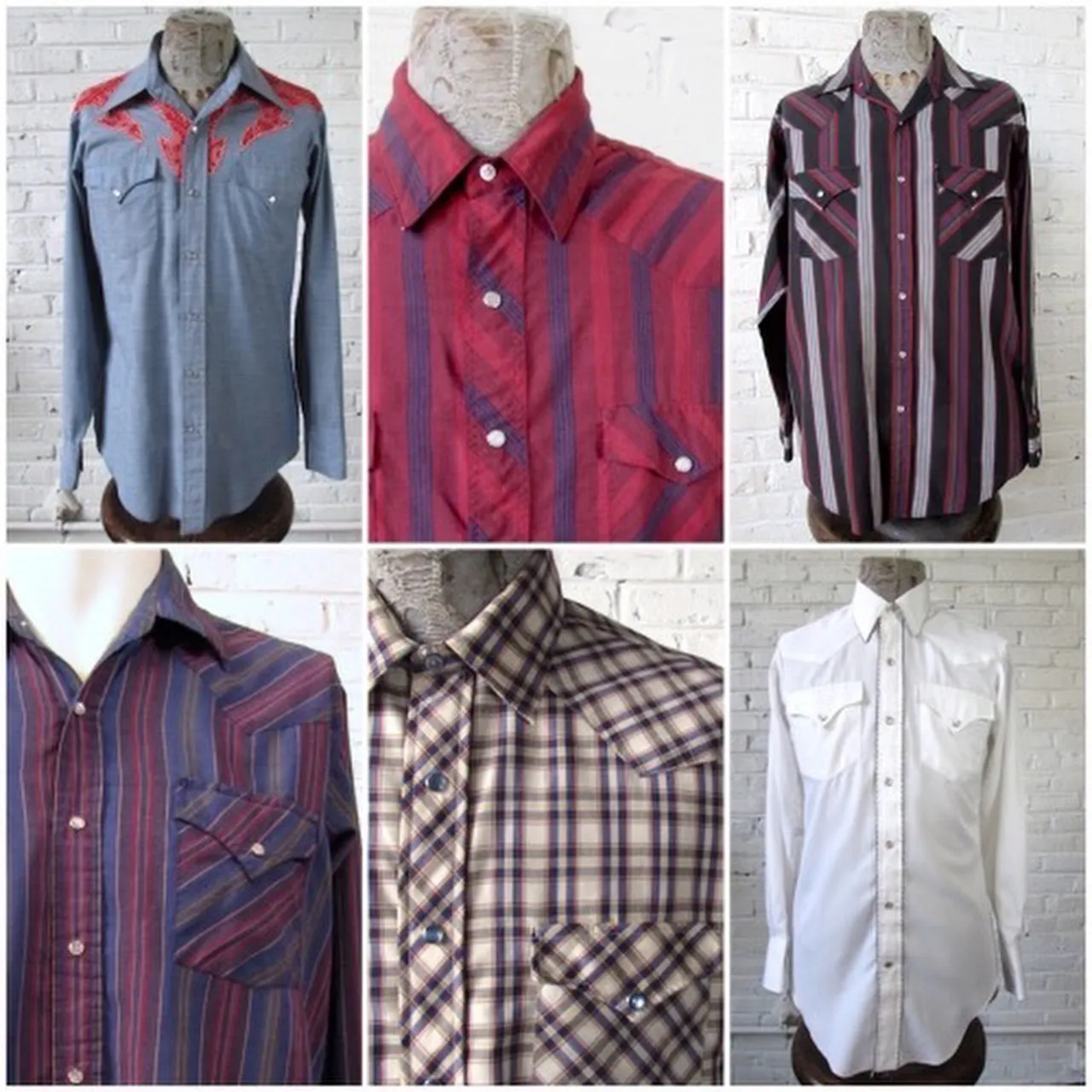 mens vintage Western Shirt (Long Sleeve) - 15 pieces