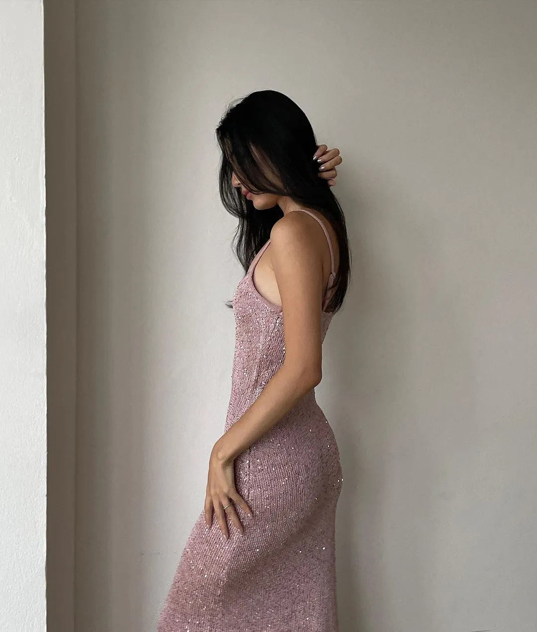 Midnight Knitted Sequin Dress