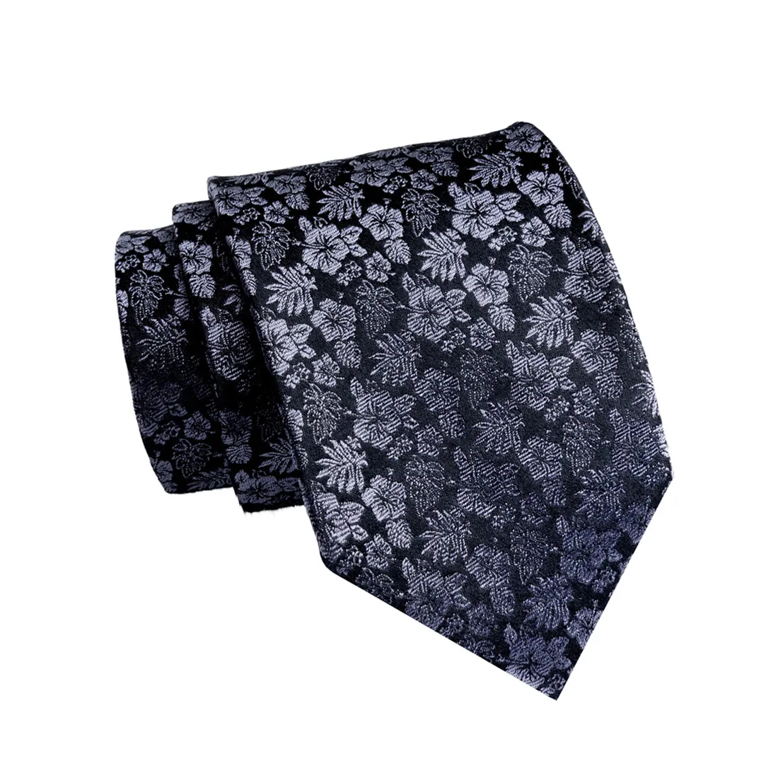 New Bedford Floral Silk Tie, Black / Greyish Silver