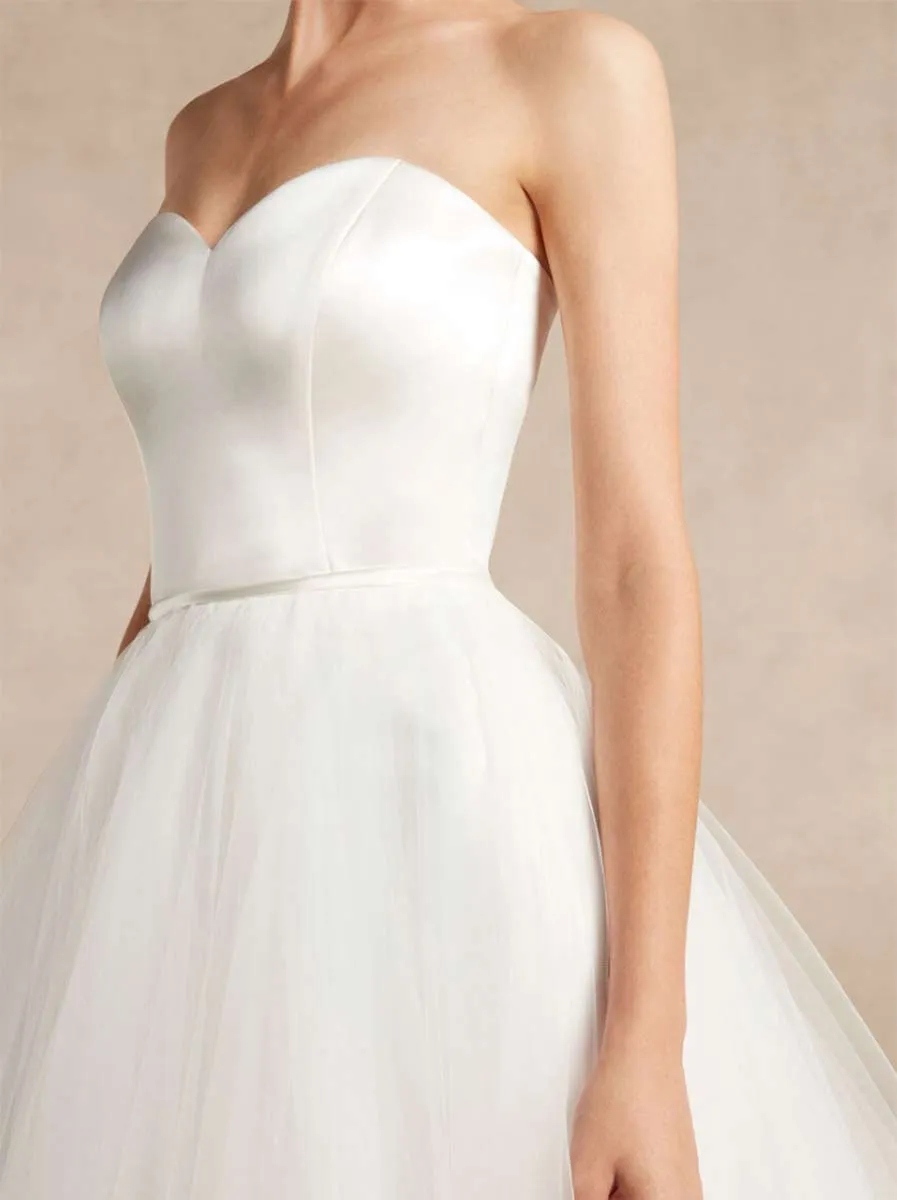 Organza And Tulle Wedding Dress A-line Strapless Sweetheart