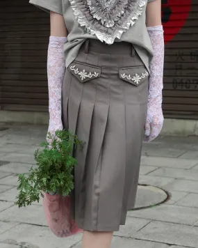 Pleated Pearl Midi Skirt