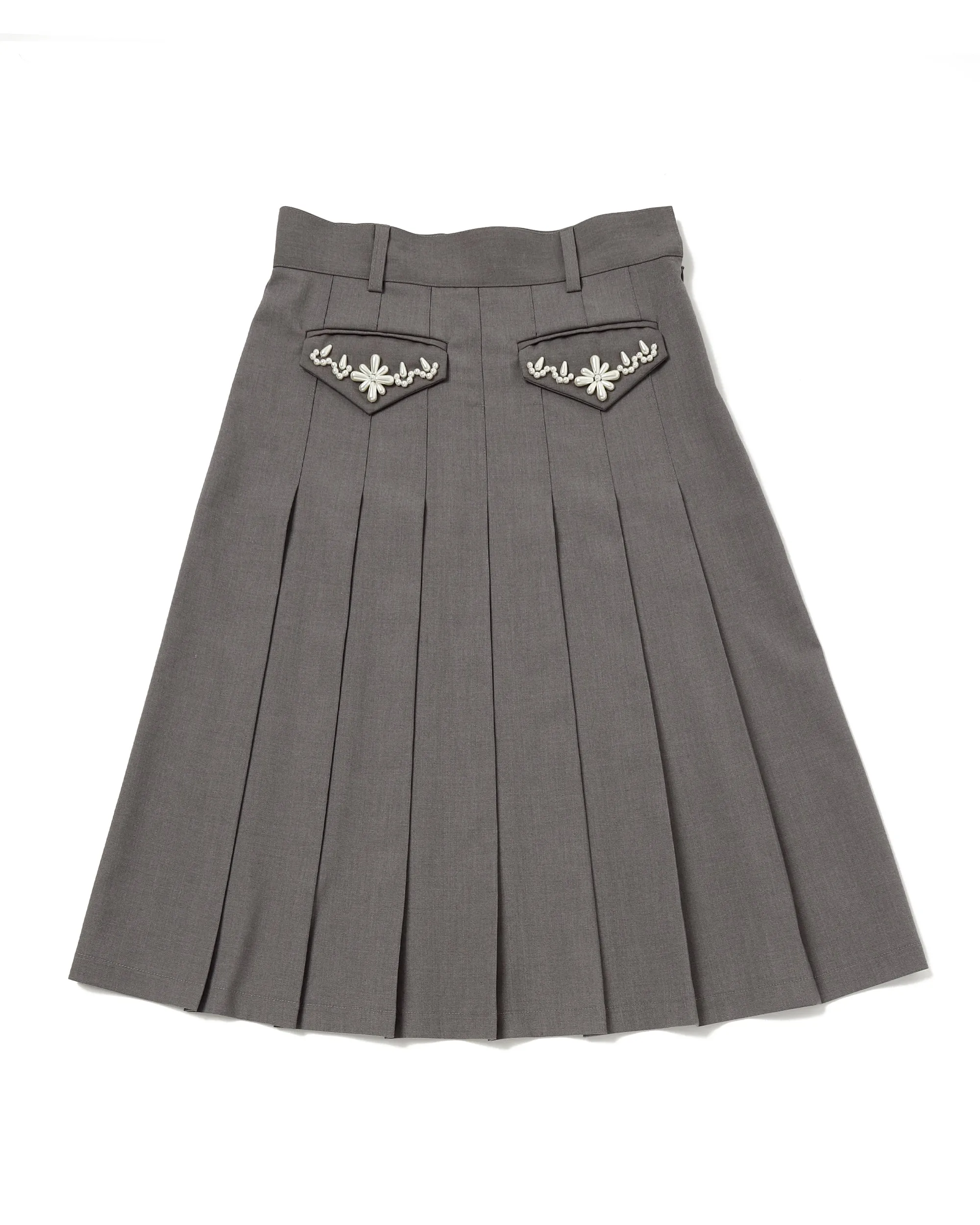 Pleated Pearl Midi Skirt