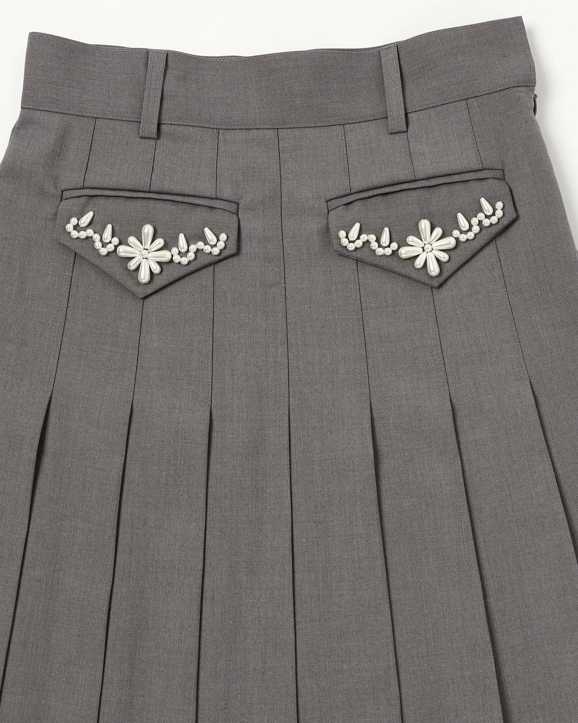 Pleated Pearl Midi Skirt