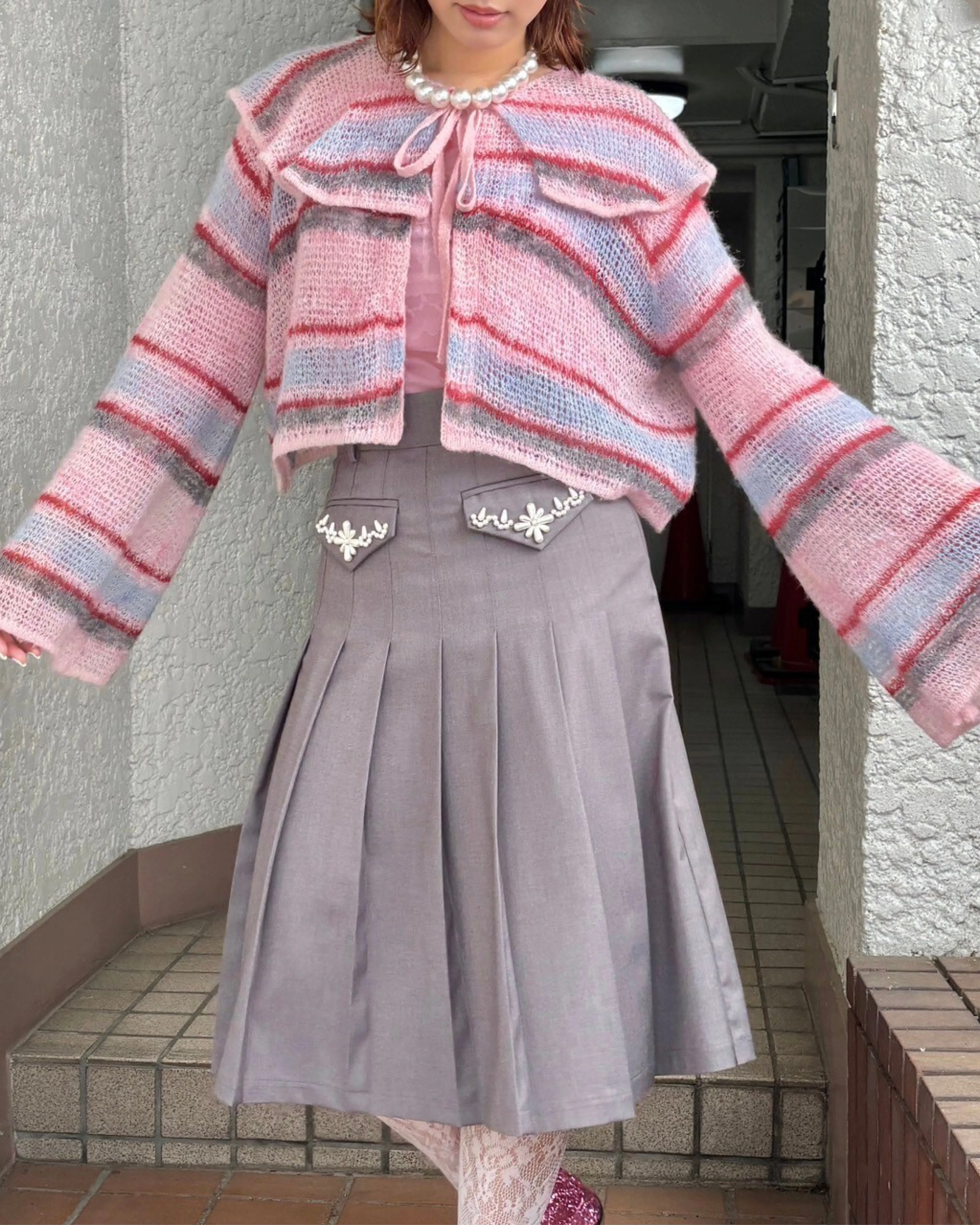 Pleated Pearl Midi Skirt