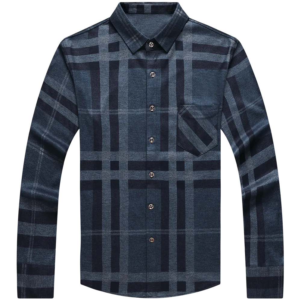Plaid Big Striped Pattern Printed Long Sleeve Shirt