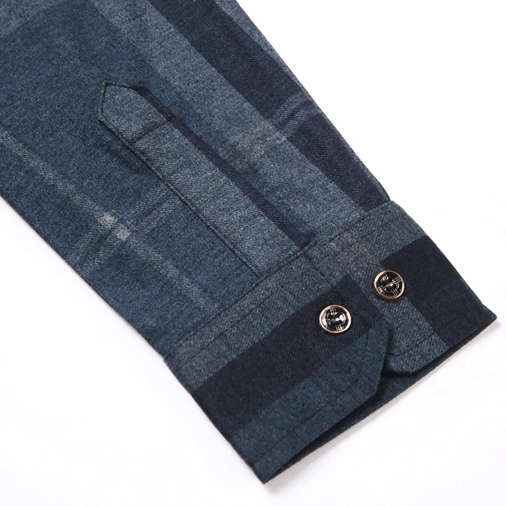 Plaid Big Striped Pattern Printed Long Sleeve Shirt