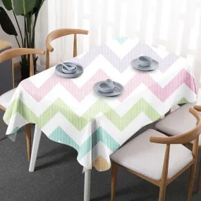 Plaid stripe Flower Linen Tablecloth