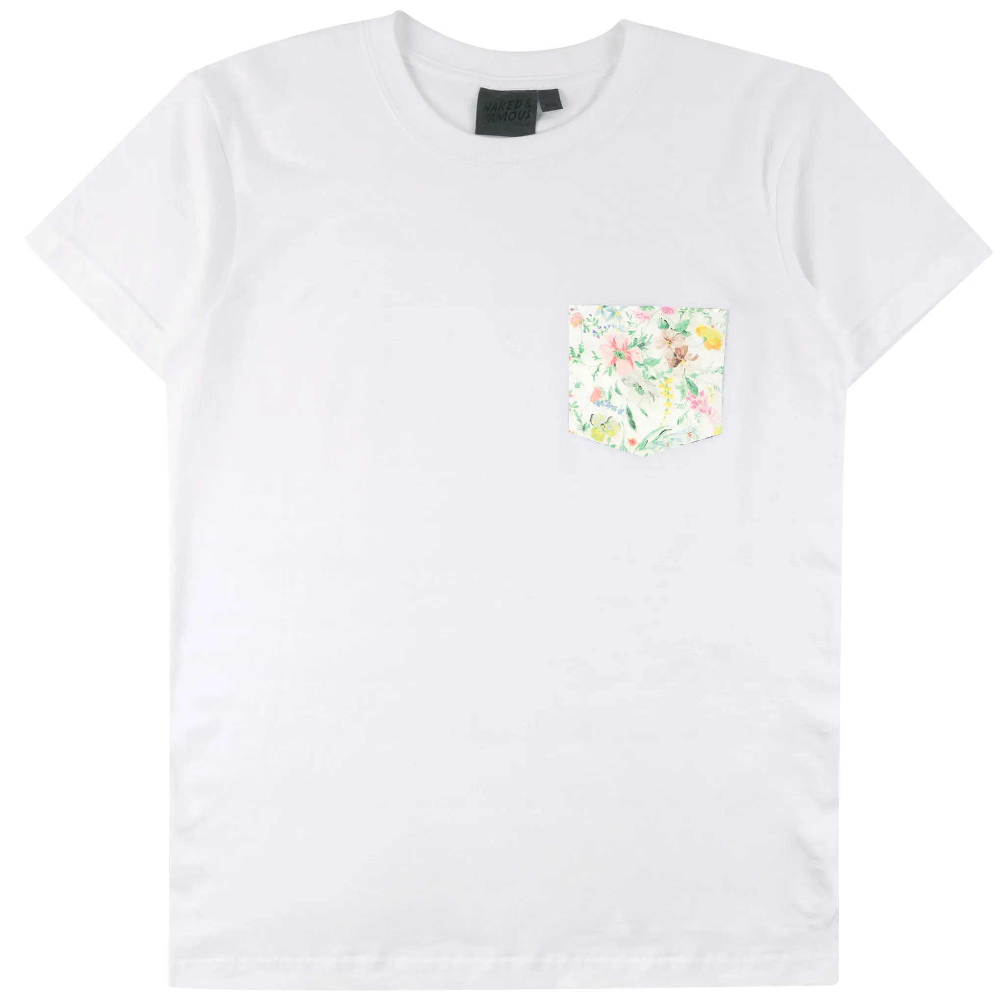 Pocket Tee - White - Floral Painting - White