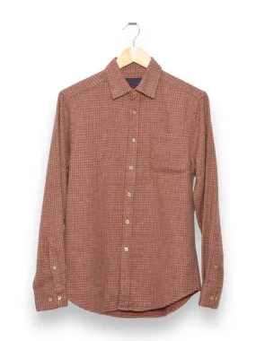 Abstract Houndstooth Pattern Portuguese Flannel Shirt in Clay Color