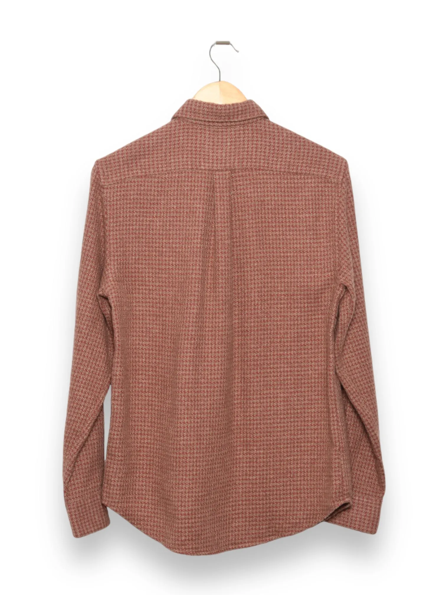 Abstract Houndstooth Pattern Portuguese Flannel Shirt in Clay Color