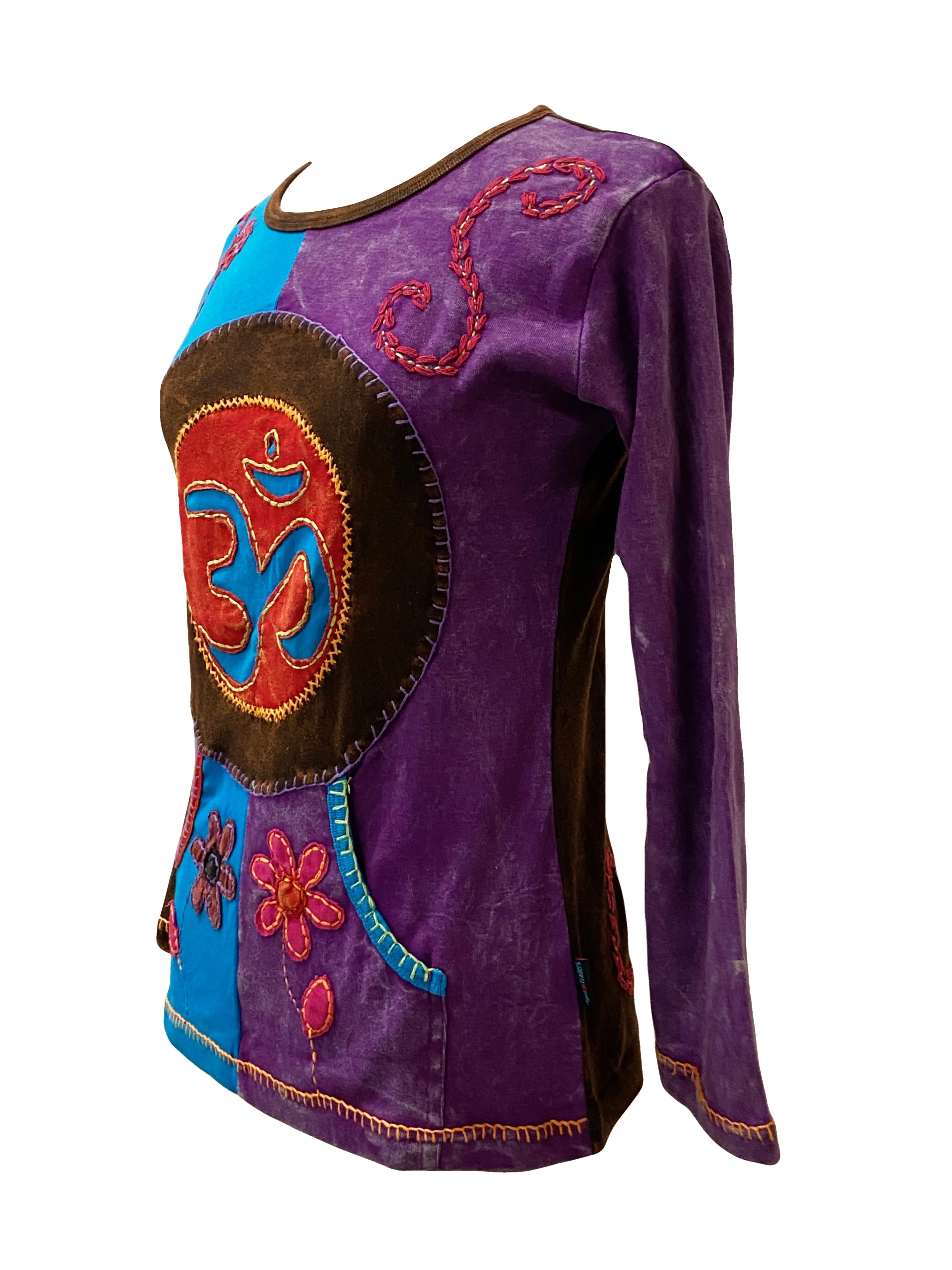 R 258 Om Patched Multi-colored Sweatshirt Blouse